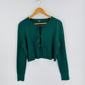 Wild Fable Green Ribbed Tie Front Cropped Cardigan Size XXL (Runs Small)